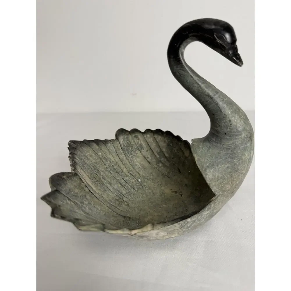Vintage World Market Swan Metal Trinket Candy Dish Decorative Bowl